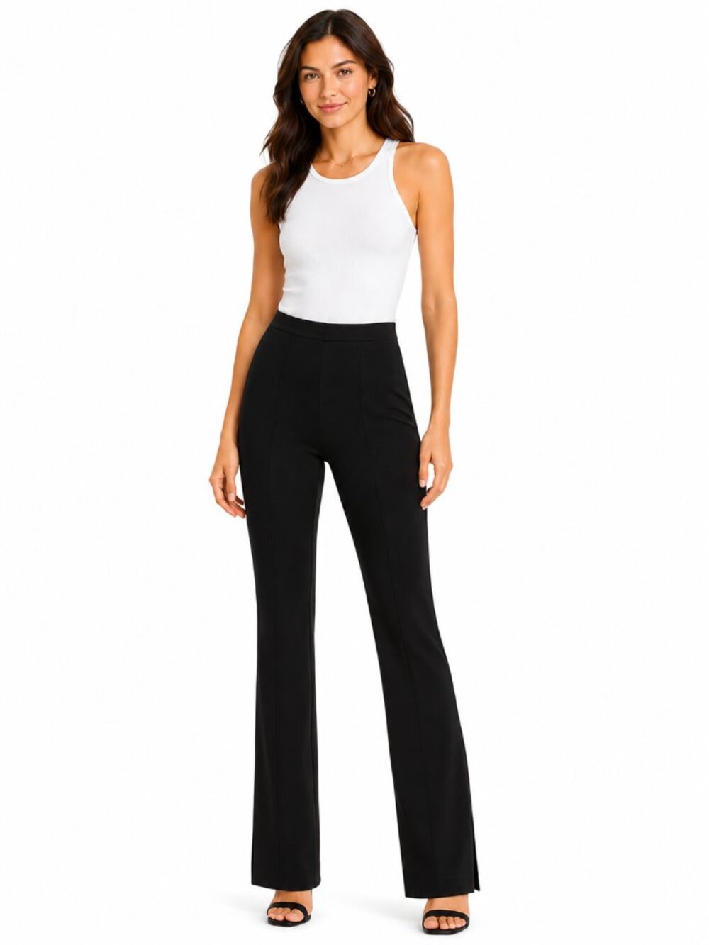 GOOD AMERICAN Good Waist Scuba Ankle Zippers Pant Slacks Black Size 1 (Small)